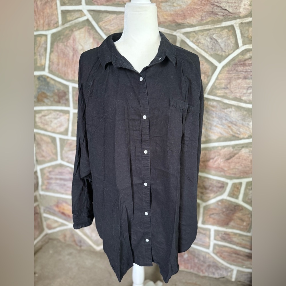 Aerie Black Button-Up Shirt over sized